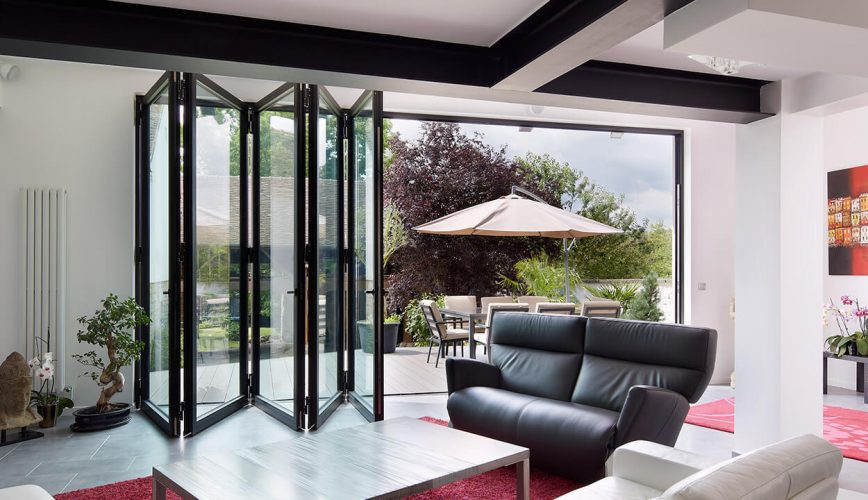 Aluminium bifold door interior view