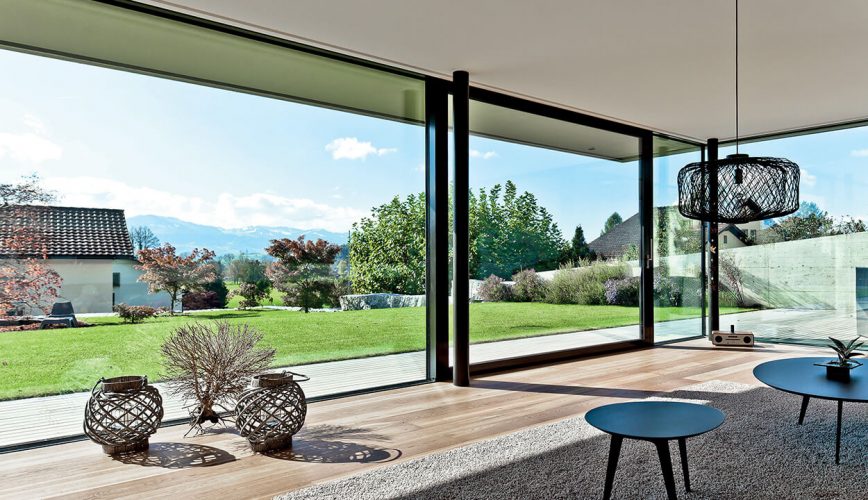 Black aluminium sliding patio door