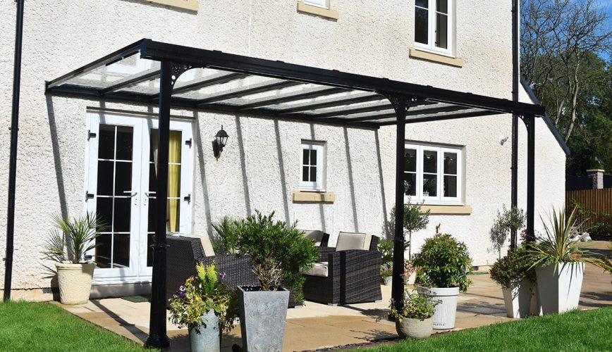 Black uPVC veranda installation