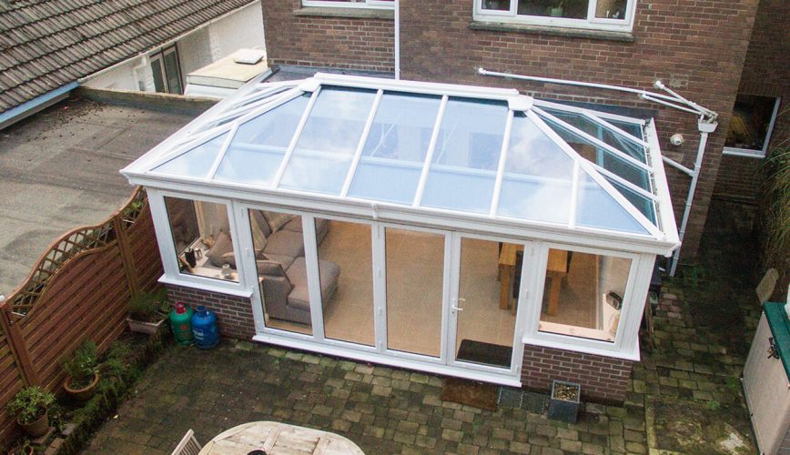 Edwardian uPVC conservatory with a glass roof