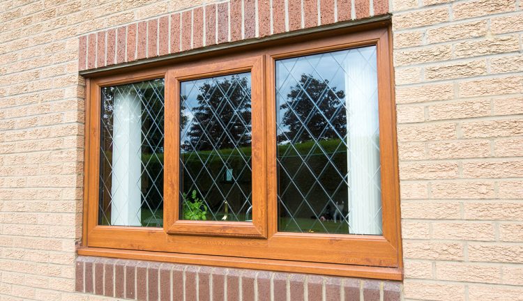 Golden oak effect uPVC casement windows
