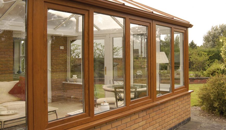 Golden oak effect uPVC tilt and turn windows