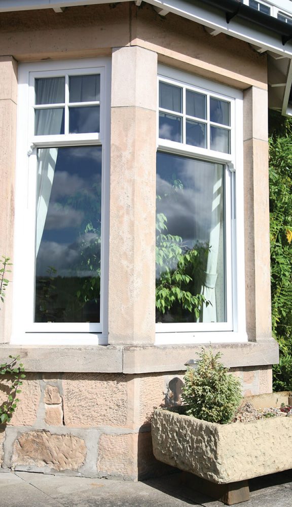 Tall vertical sliding sash uPVC bay window