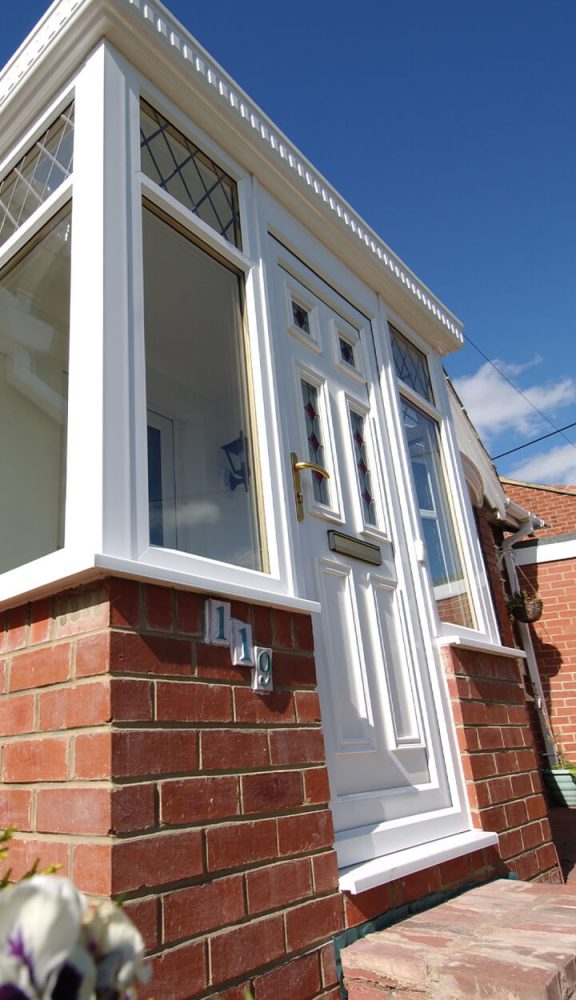 White uPVC entrance door and porch
