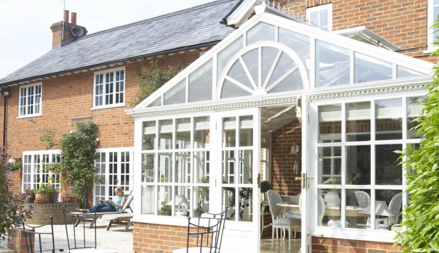 White uPVC gable conservatory installation