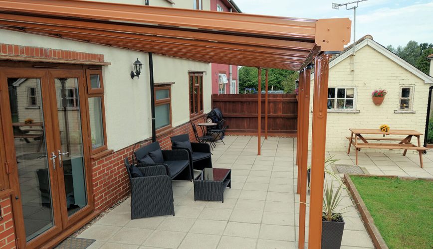 Golden oak effect uPVC veranda side view